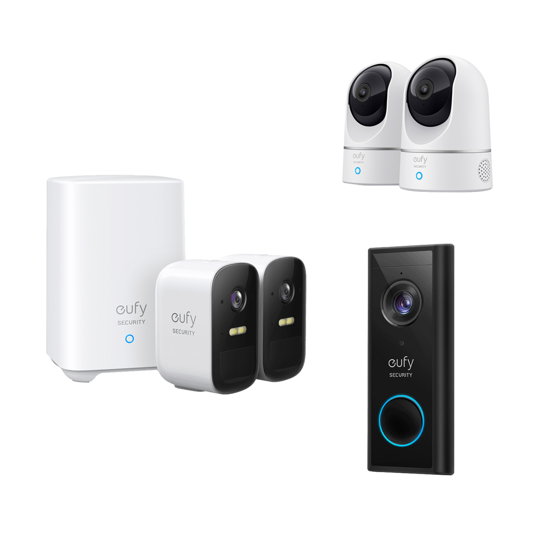 eufyCam 2C (2-Cam Kit) + Video Doorbell S220 Add-on + Indoor Cam E220 (2-Cam Kit)